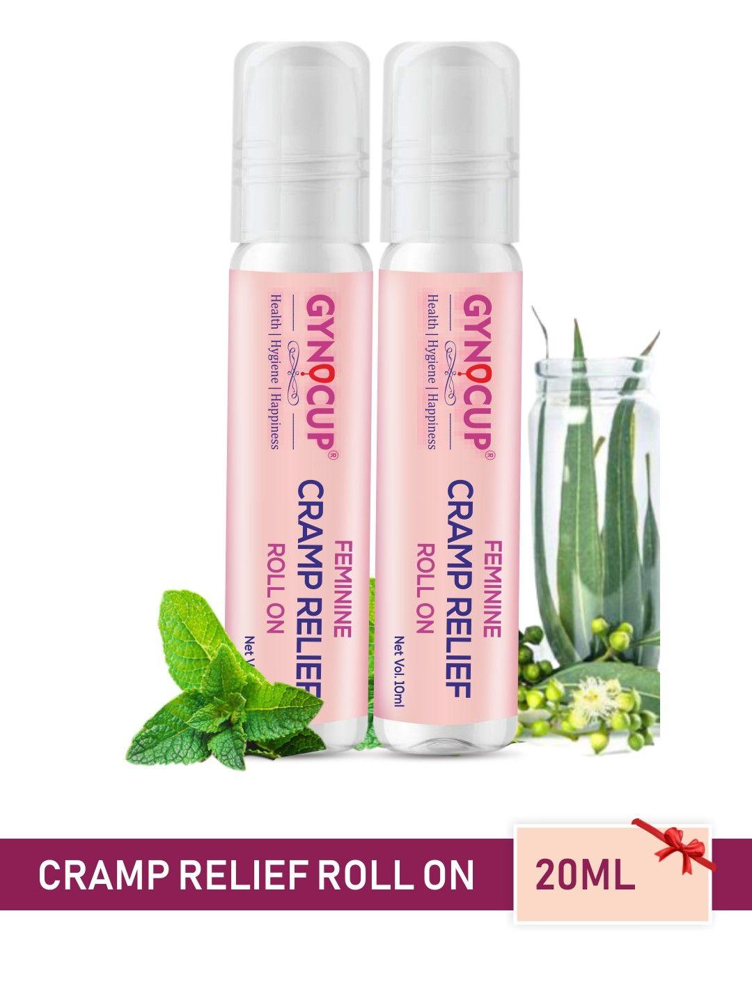 gynocup set of 2 feminine cramp relief roll-on all in one for periods & lower back pain