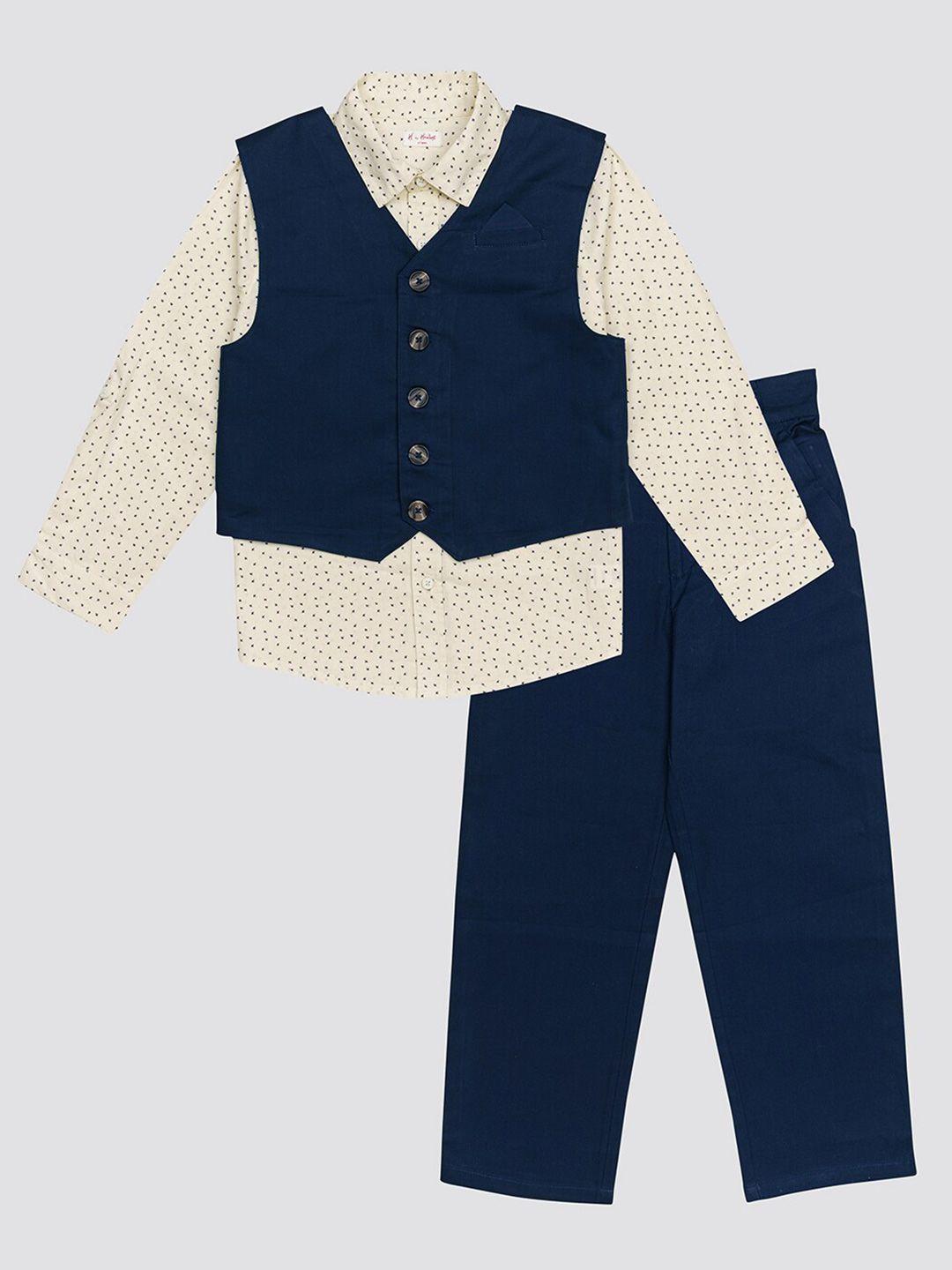 h by hamleys boys abstract printed shirt & trousers with waistcoat