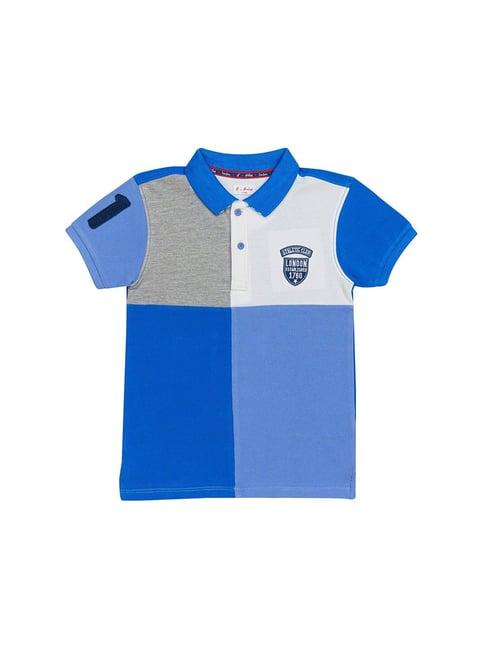 h by hamleys boys blue color block polo t-shirt