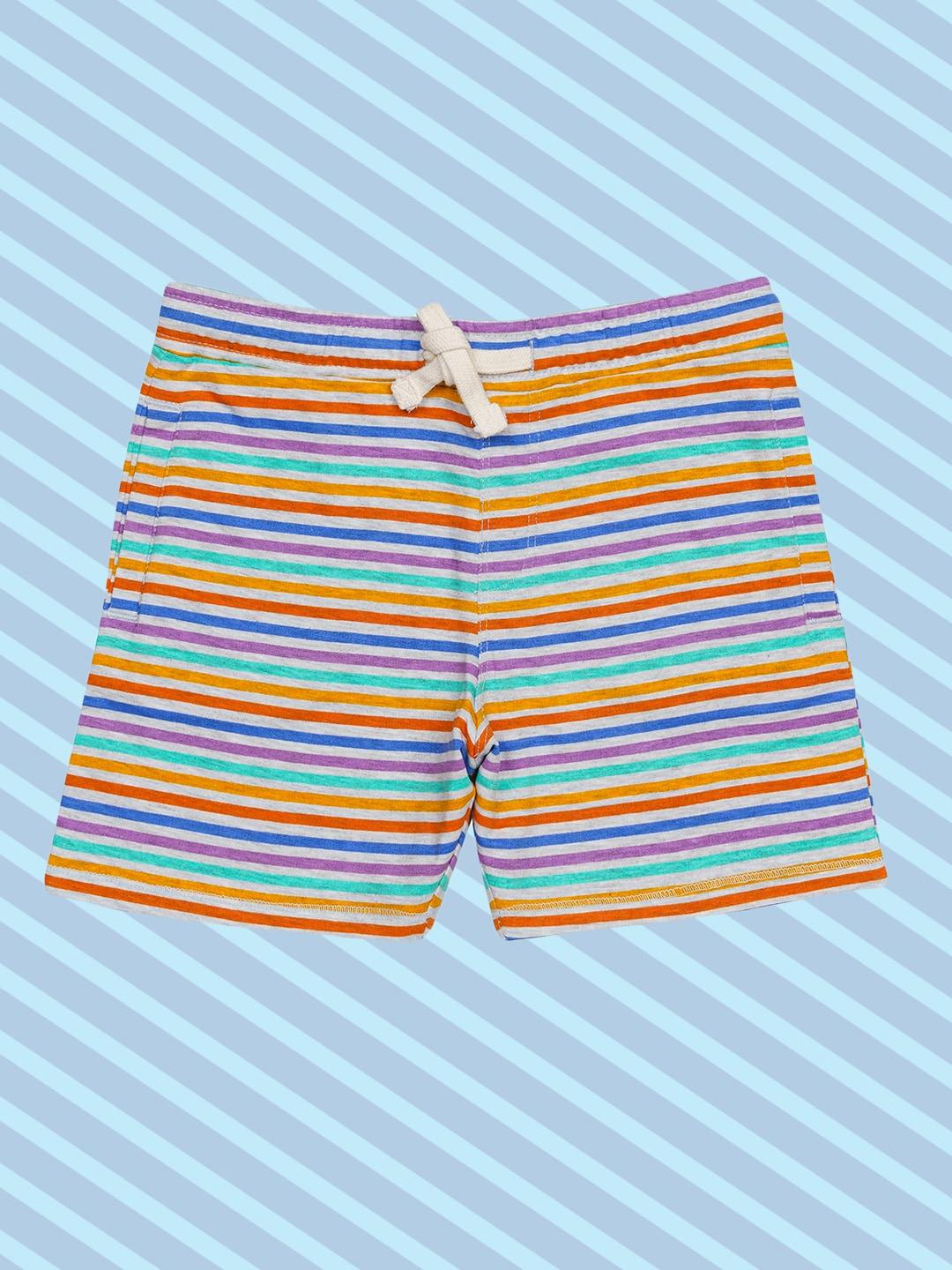 h by hamleys boys multicoloured striped regular fit mid-rise shorts