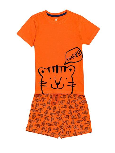 h by hamleys boys orange printed t-shirt with shorts