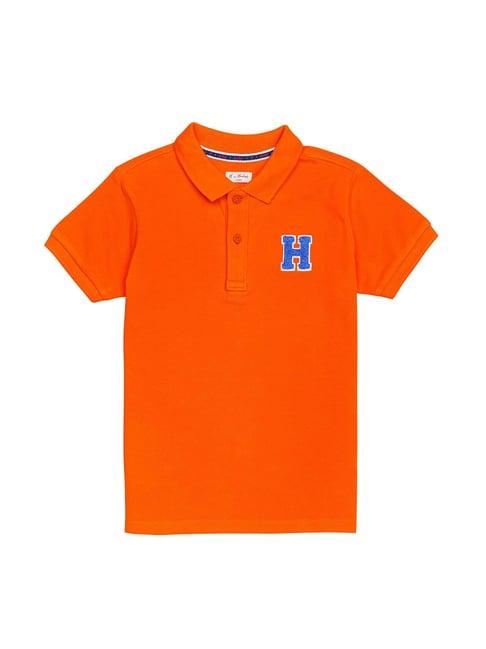 h by hamleys boys orange solid polo t-shirt