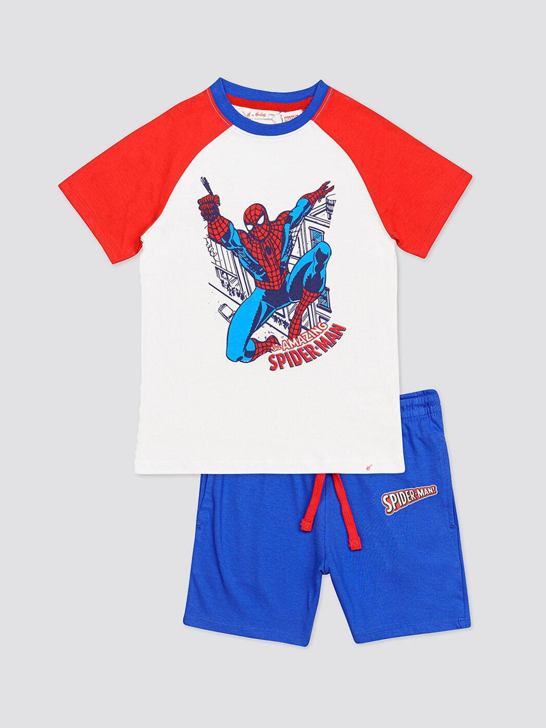 h by hamleys boys spiderman printed t-shirt with shorts