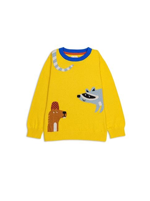 h by hamleys boys yellow self design full sleeves sweater
