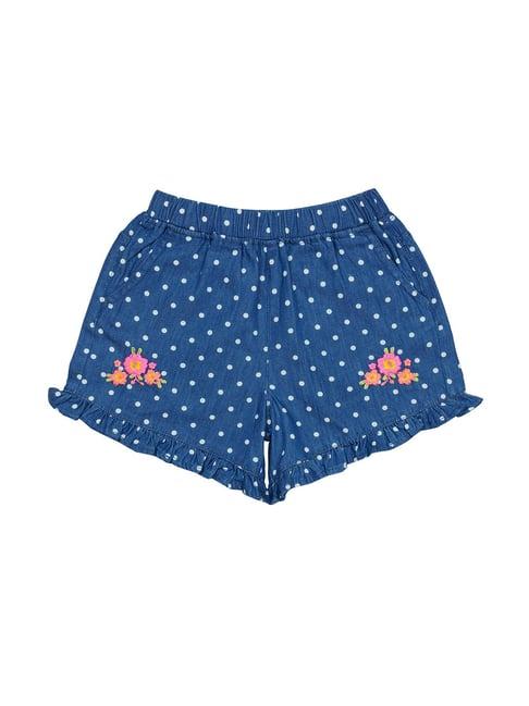 h by hamleys girls blue embroidered shorts