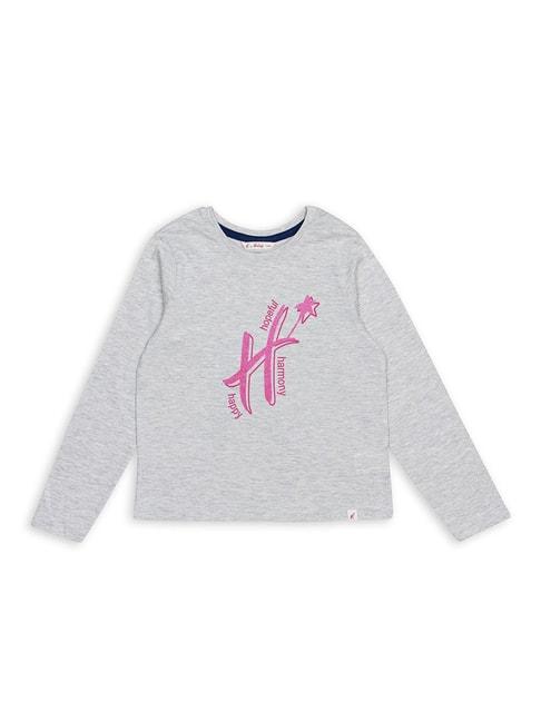 h by hamleys girls grey printed full sleeves t-shirt