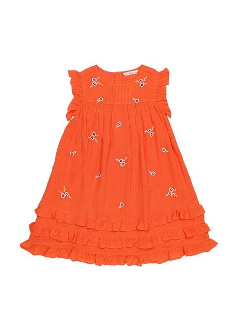 h by hamleys girls orange embroidered a line dress