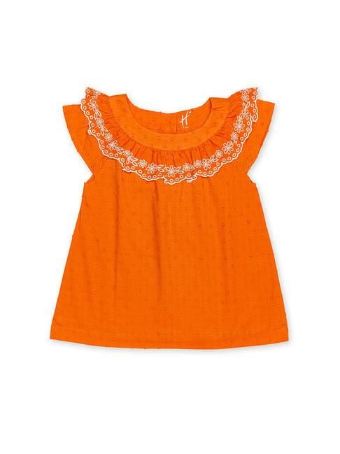 h by hamleys girls orange embroidery top