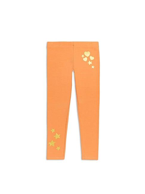 h by hamleys girls orange solid leggings