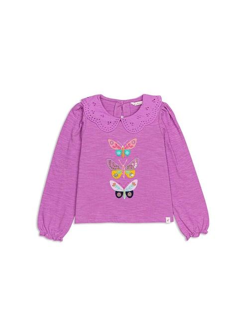 h by hamleys girls purple embroidered full sleeves top
