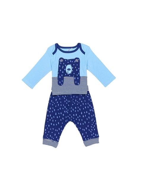 h by hamleys infants boys blue printed full sleeves t-shirt with joggers