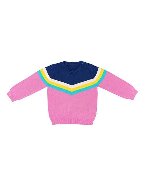 h by hamleys infants boys navy & pink color block full sleeves sweater