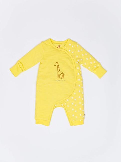 h by hamleys infants boys yellow printed full sleeves romper