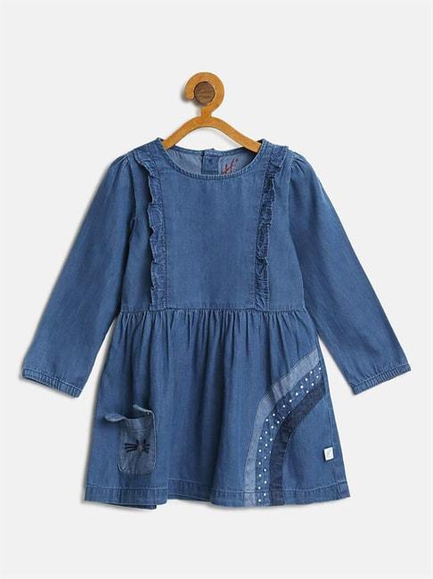 h by hamleys infants girls blue solid full sleeves a line dress