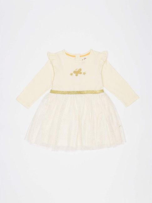 h by hamleys infants girls cream embellished full sleeves a line dress