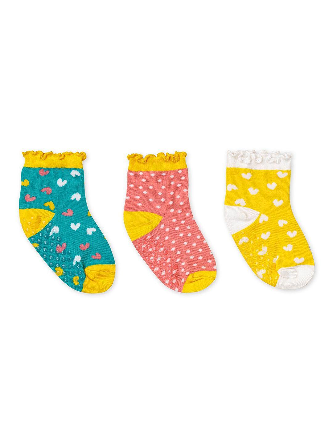 h by hamleys infants girls pack of 3 printed pure cotton calf-length socks