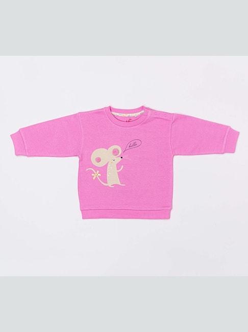 h by hamleys infants girls pink self design full sleeves sweatshirt