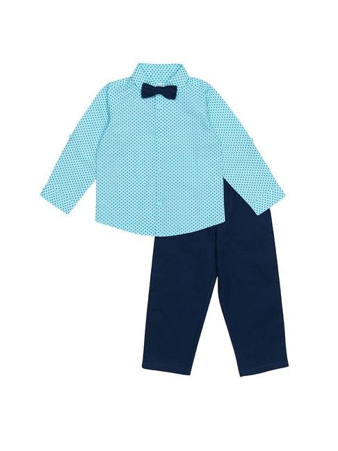 h by hamleys kids blue printed full sleeves shirt, pants with bow