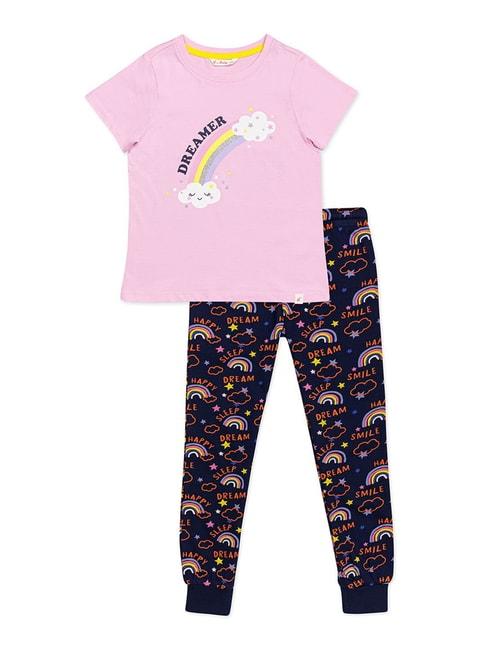 h by hamleys kids pink & navy printed t-shirt with joggers