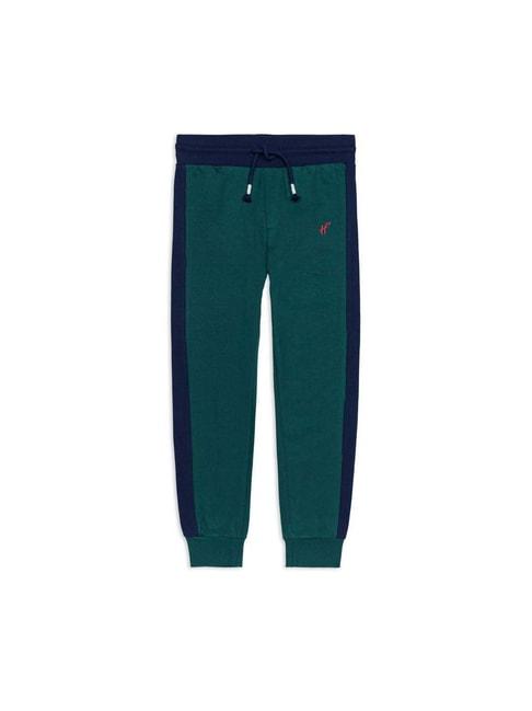 h by hamleys kids teal blue cotton color block joggers