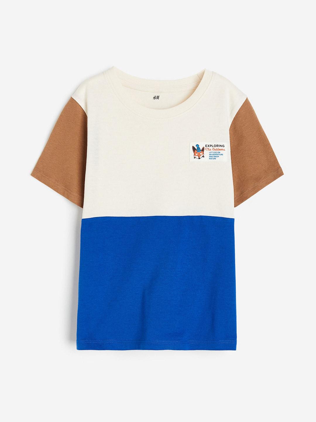 h&m boys cotton block-coloured t-shirt