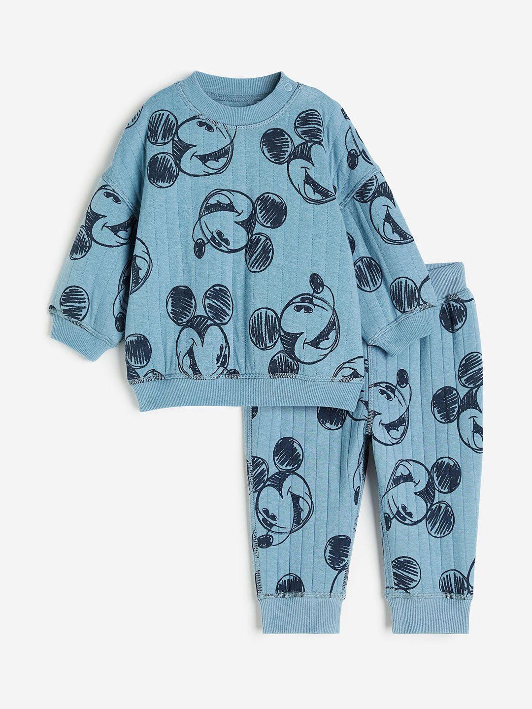 h&m boys mickey mouse printed sweatshirt with joggers clothing set