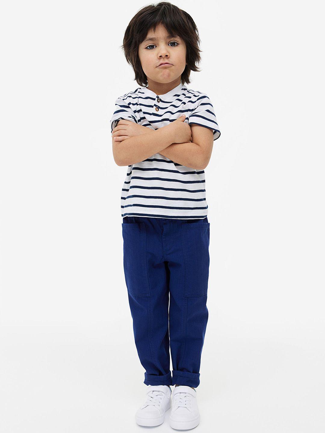 h&m boys mid-rise cotton casual trousers