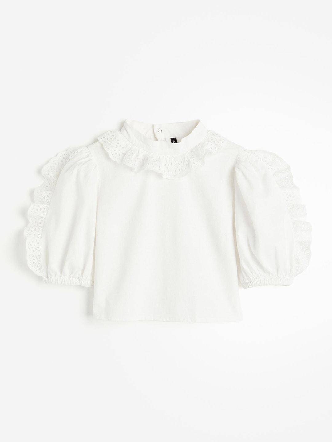 h&m broderie anglaise-detail cotton blouse