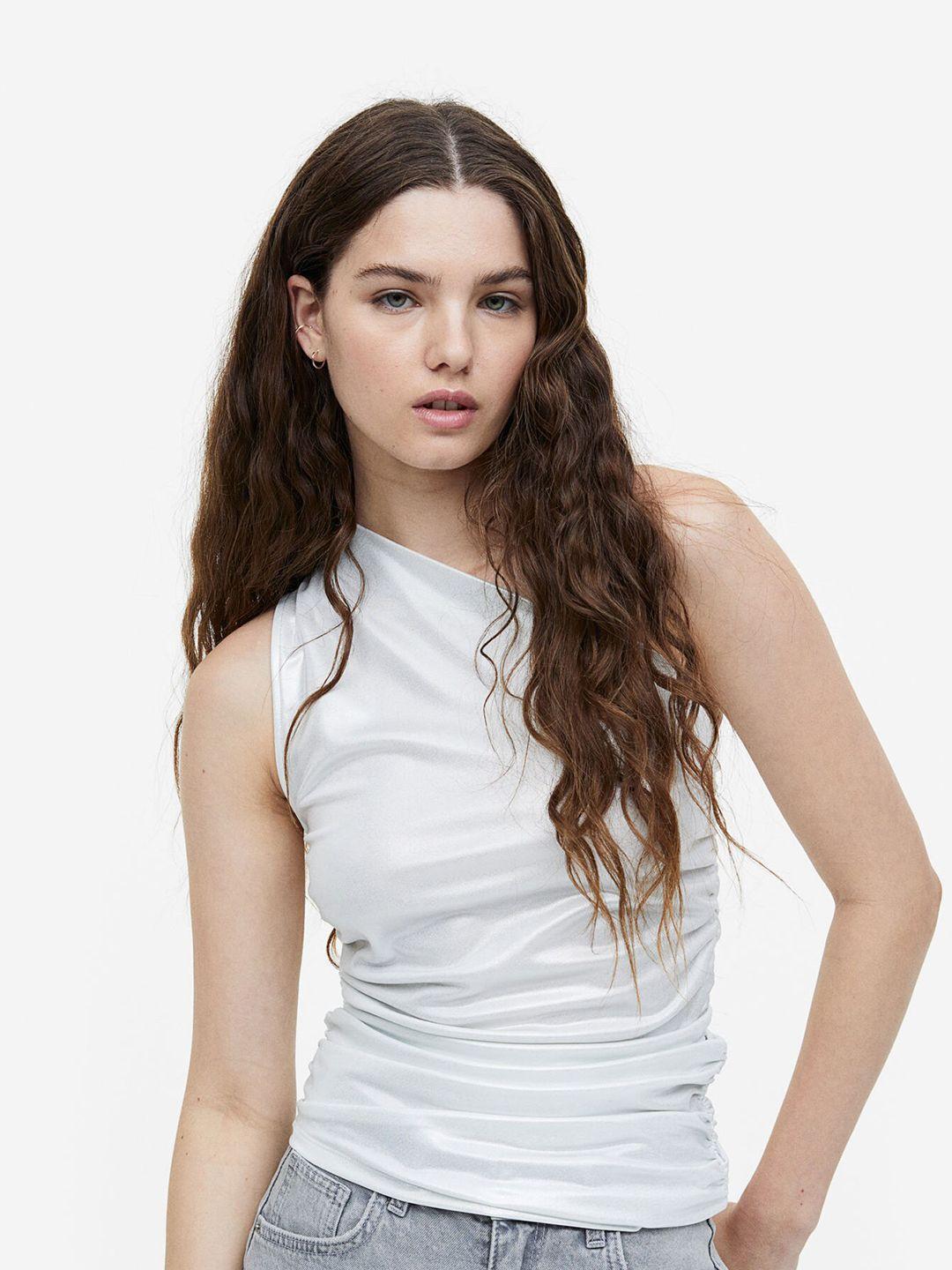 h&m gathered one-shoulder top