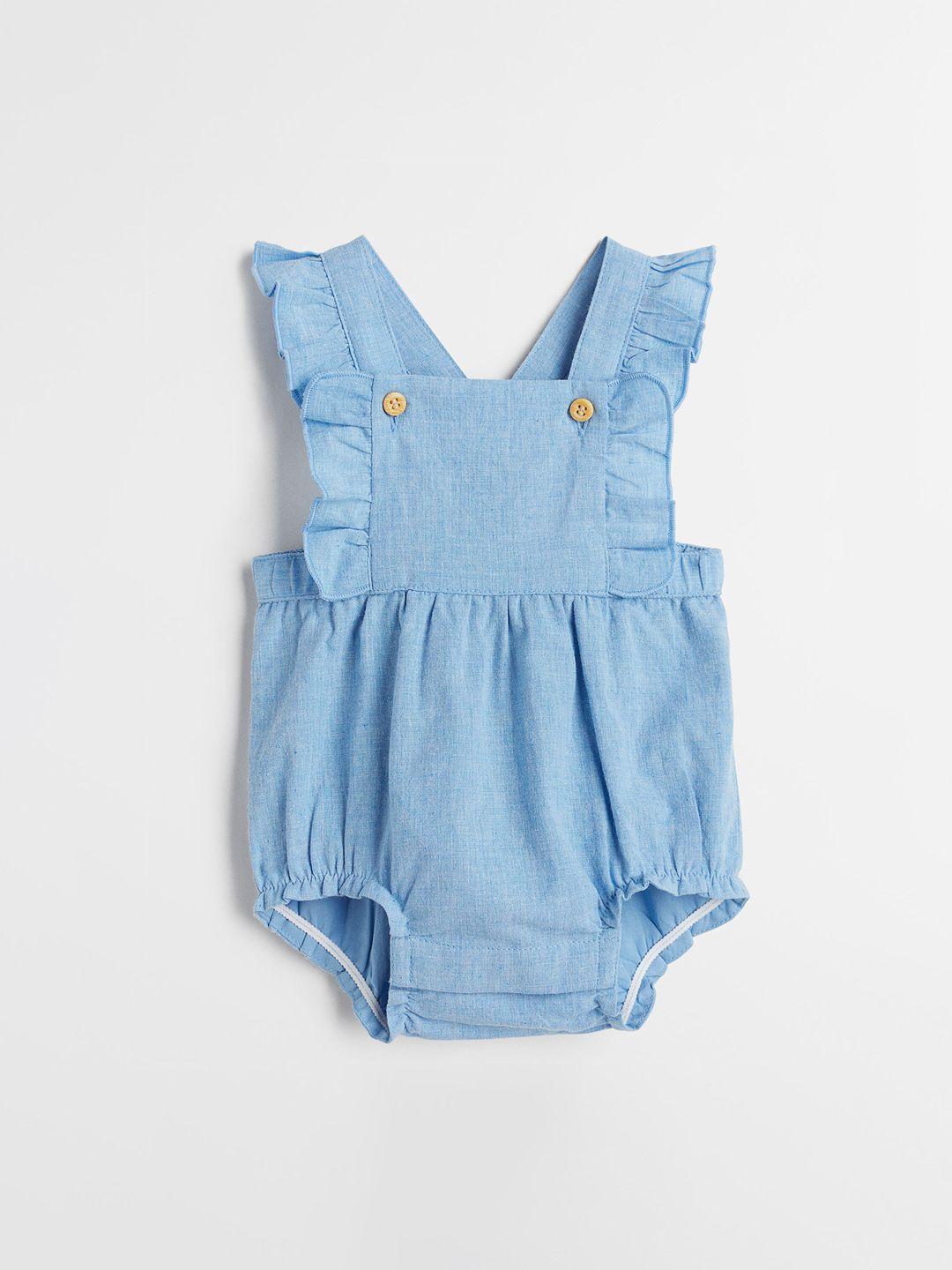 h&m girls blue cotton rompers