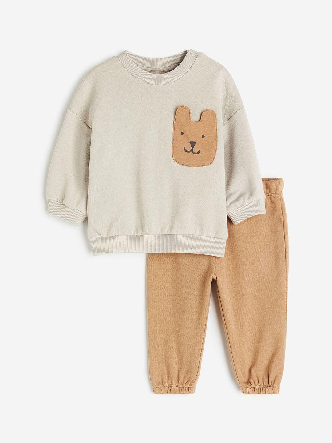h&m infants pure cotton sweatshirt & jogger 2-piece clothing set