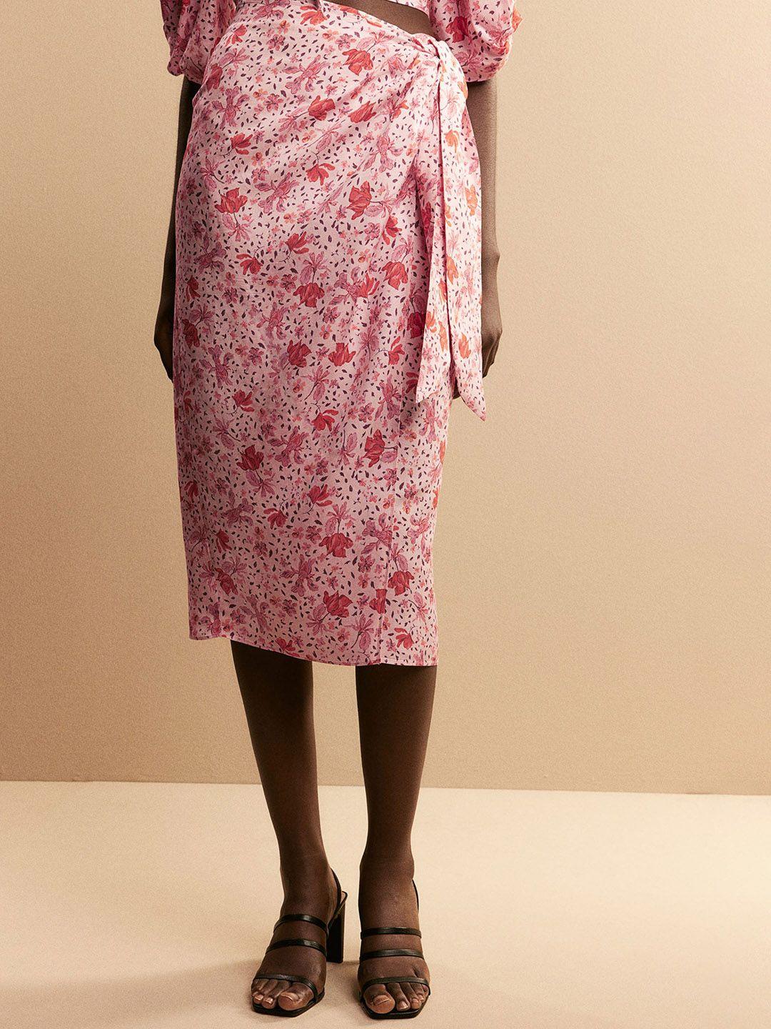 h&m linen-blend wrap skirt