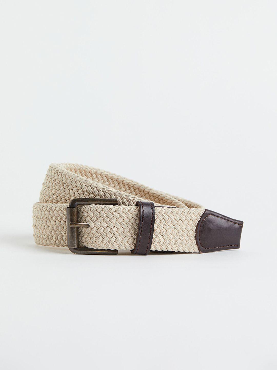 h&m men beige elasticated fabric belt