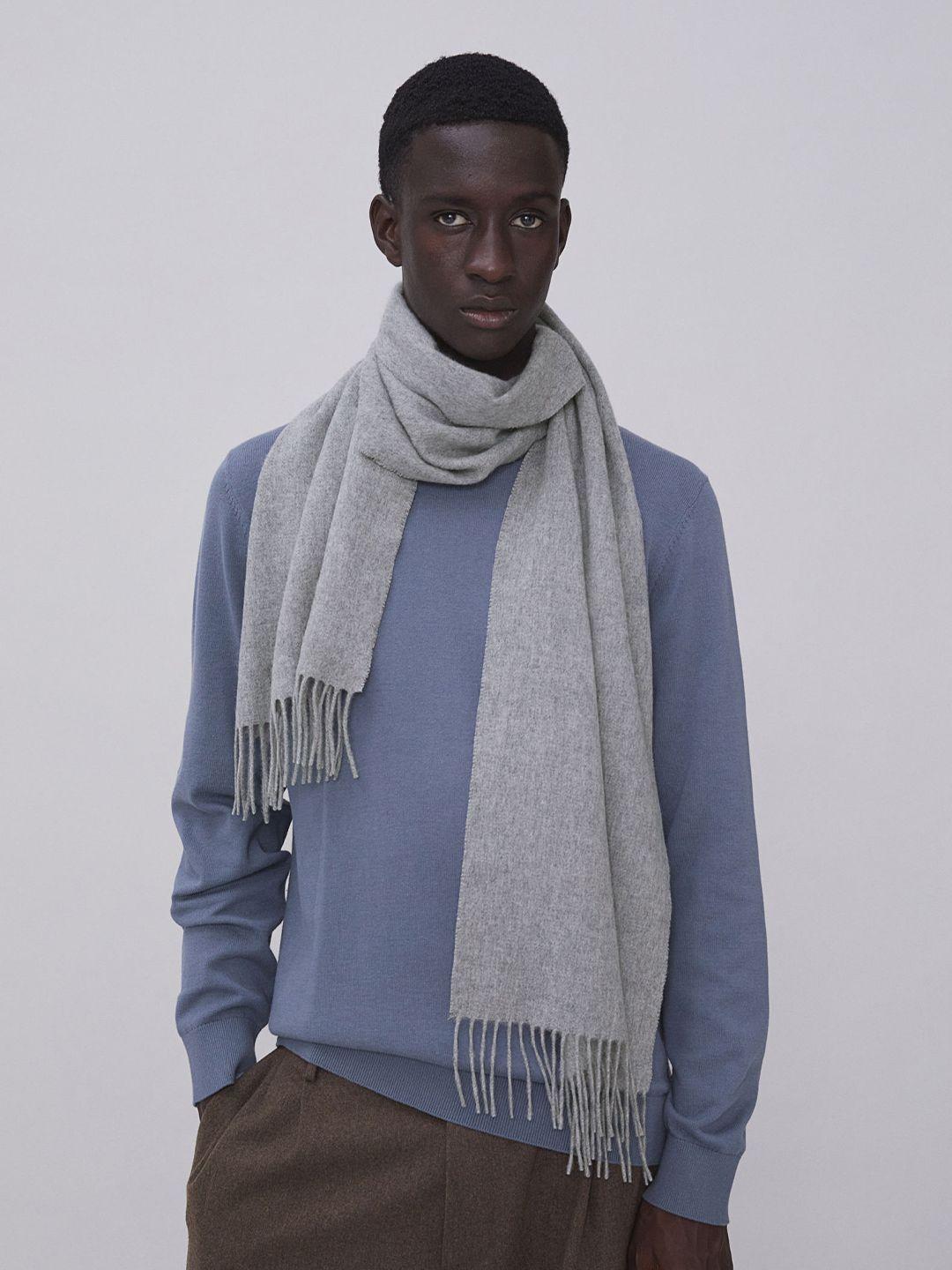 h&m men grey cashmere scarf