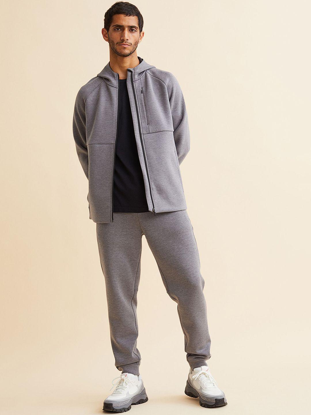 h&m men grey regular fit fast-drying track pants