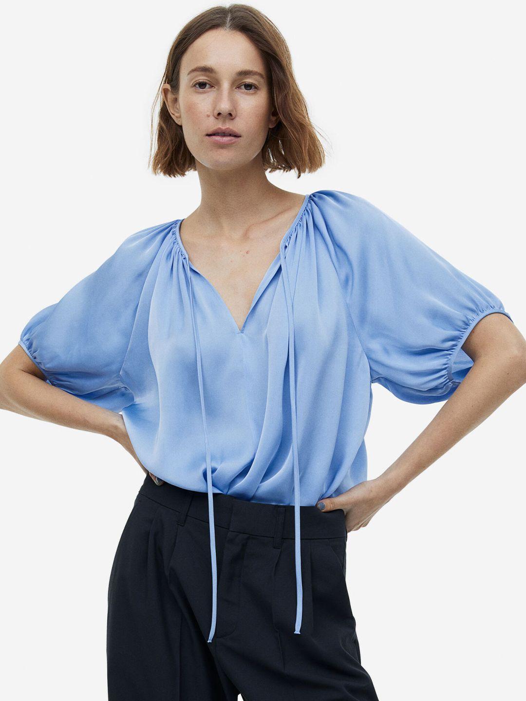h&m oversized tie-top blouse