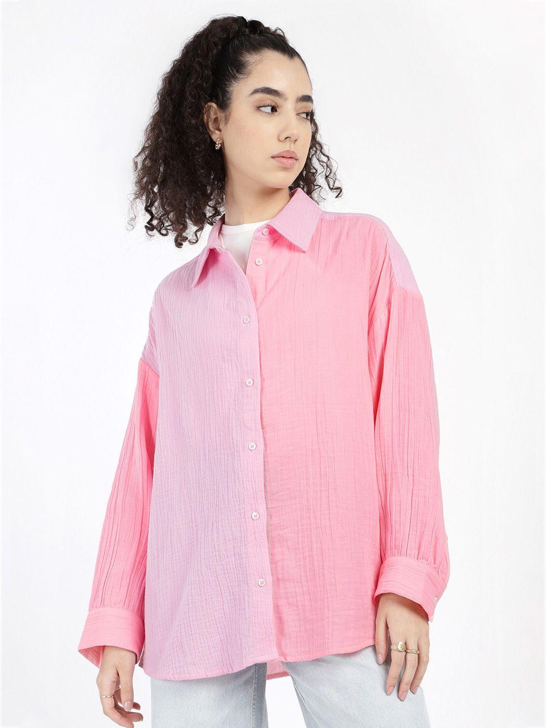h&m pure cotton full sleeve pink shirt