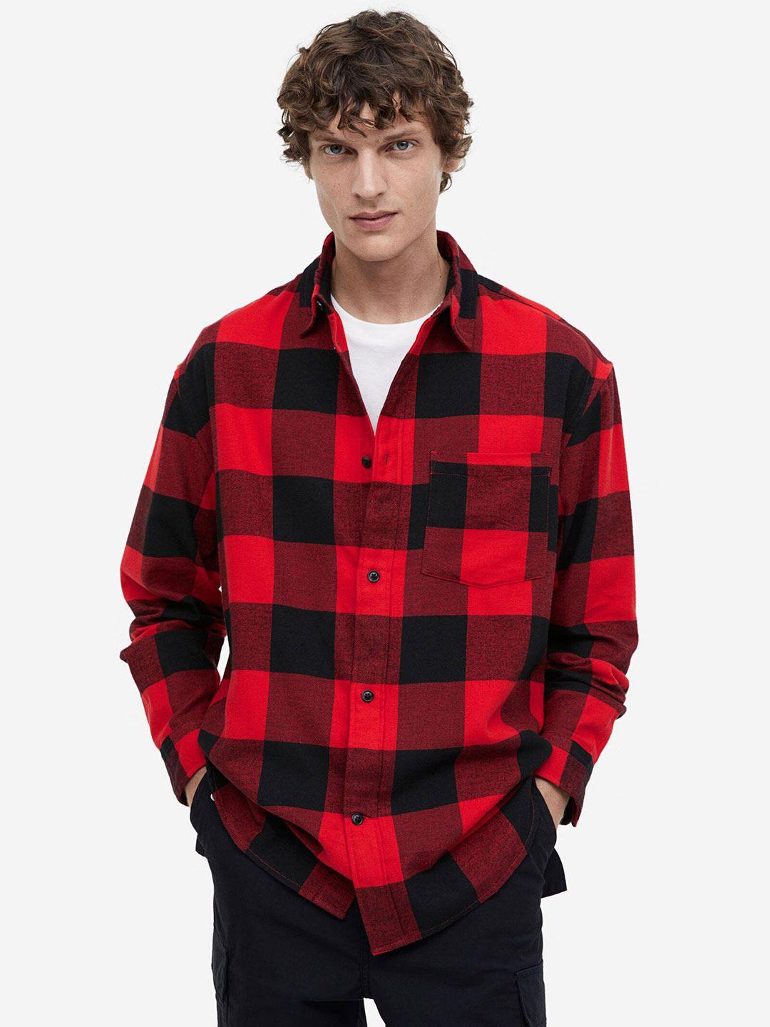 h&m pure cotton relaxed fit flannel shirt