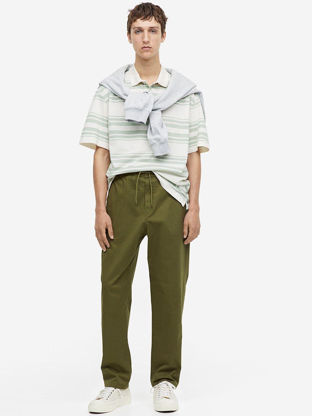 h&m relaxed fit twill pull-on trousers
