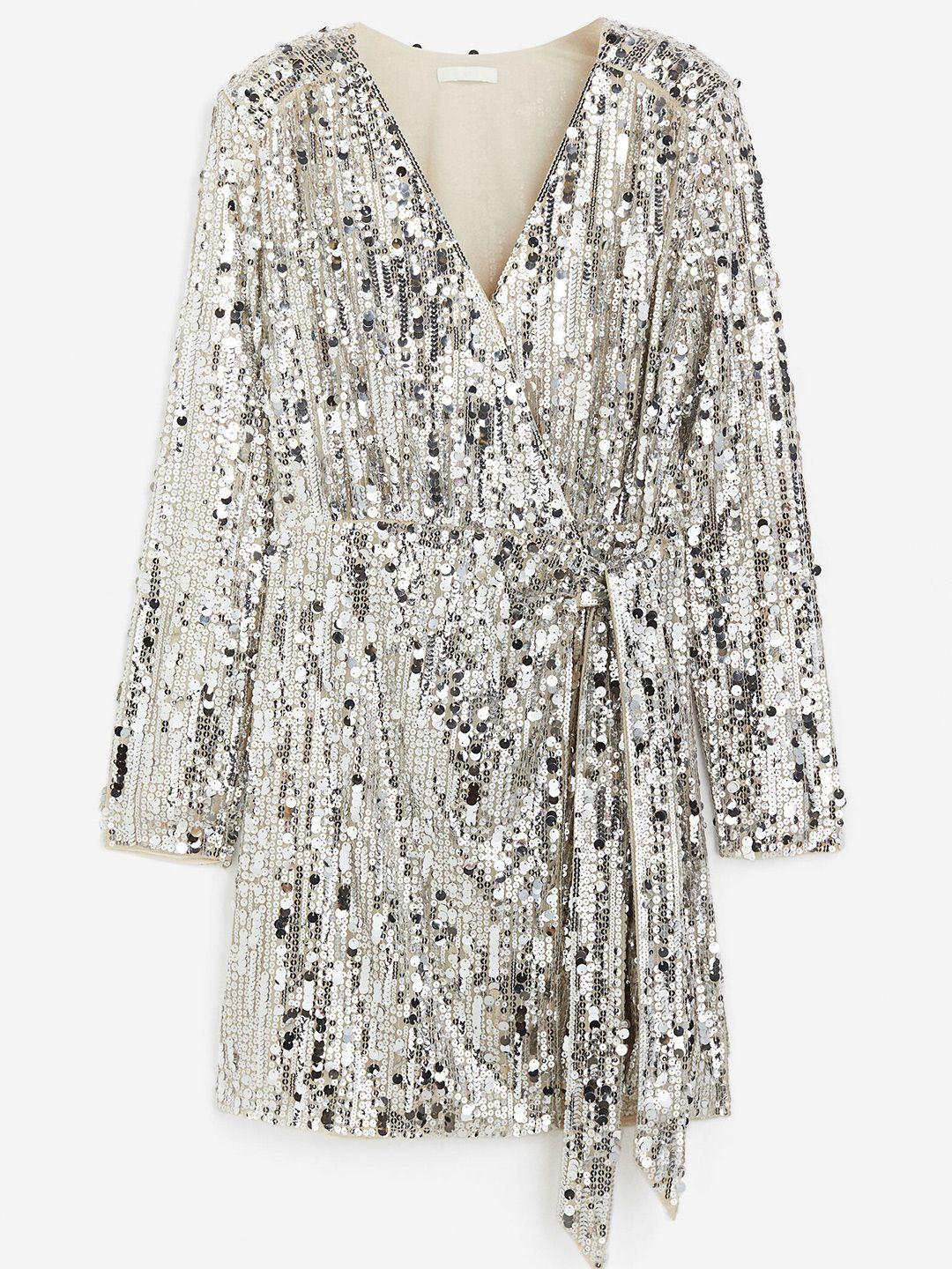 h&m sequined wrap dress