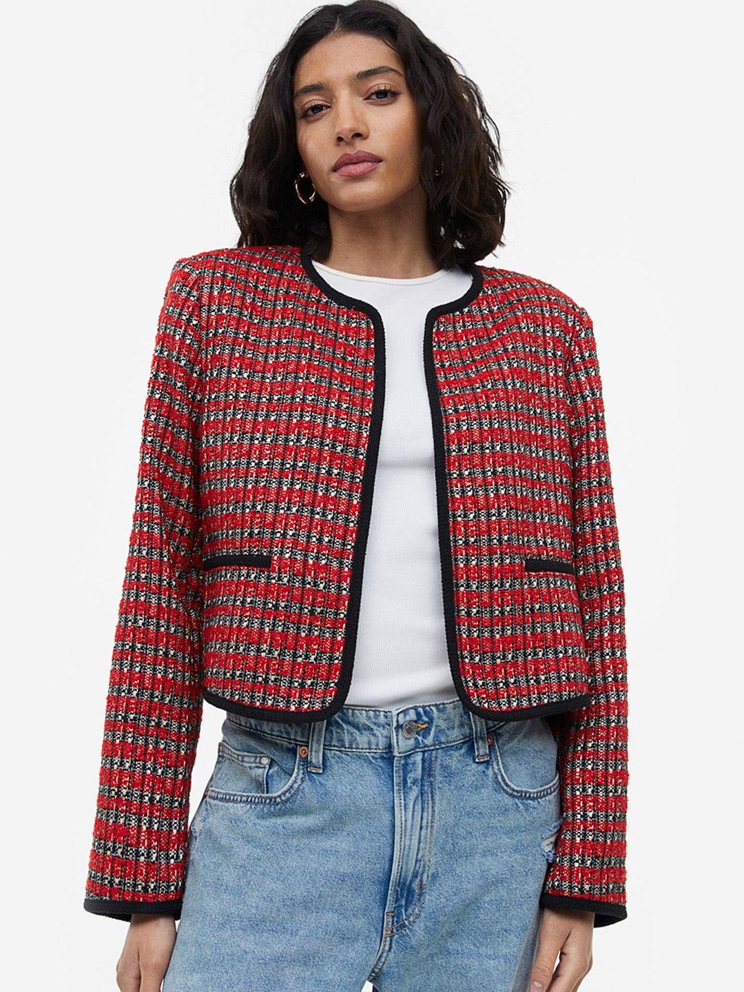 h&m textured-weave jacket