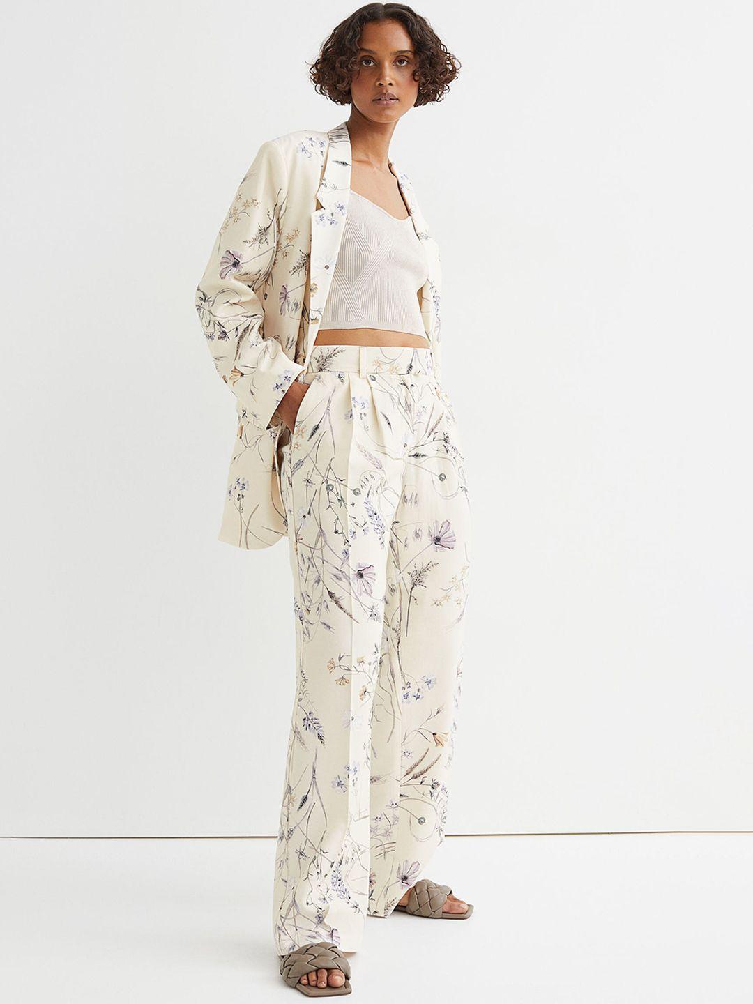h&m white high-waisted tailored trousers
