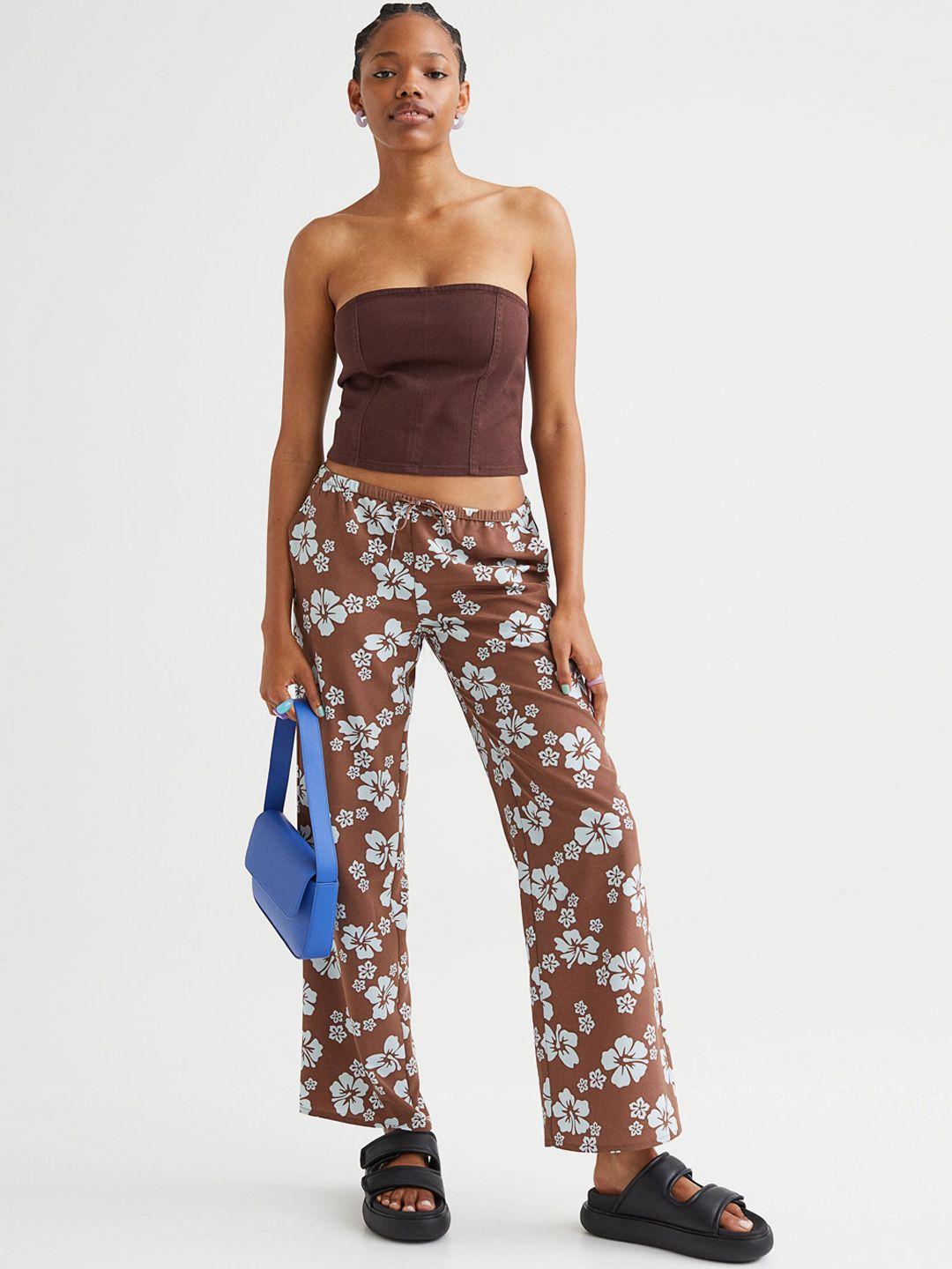 h&m women brown wide trousers