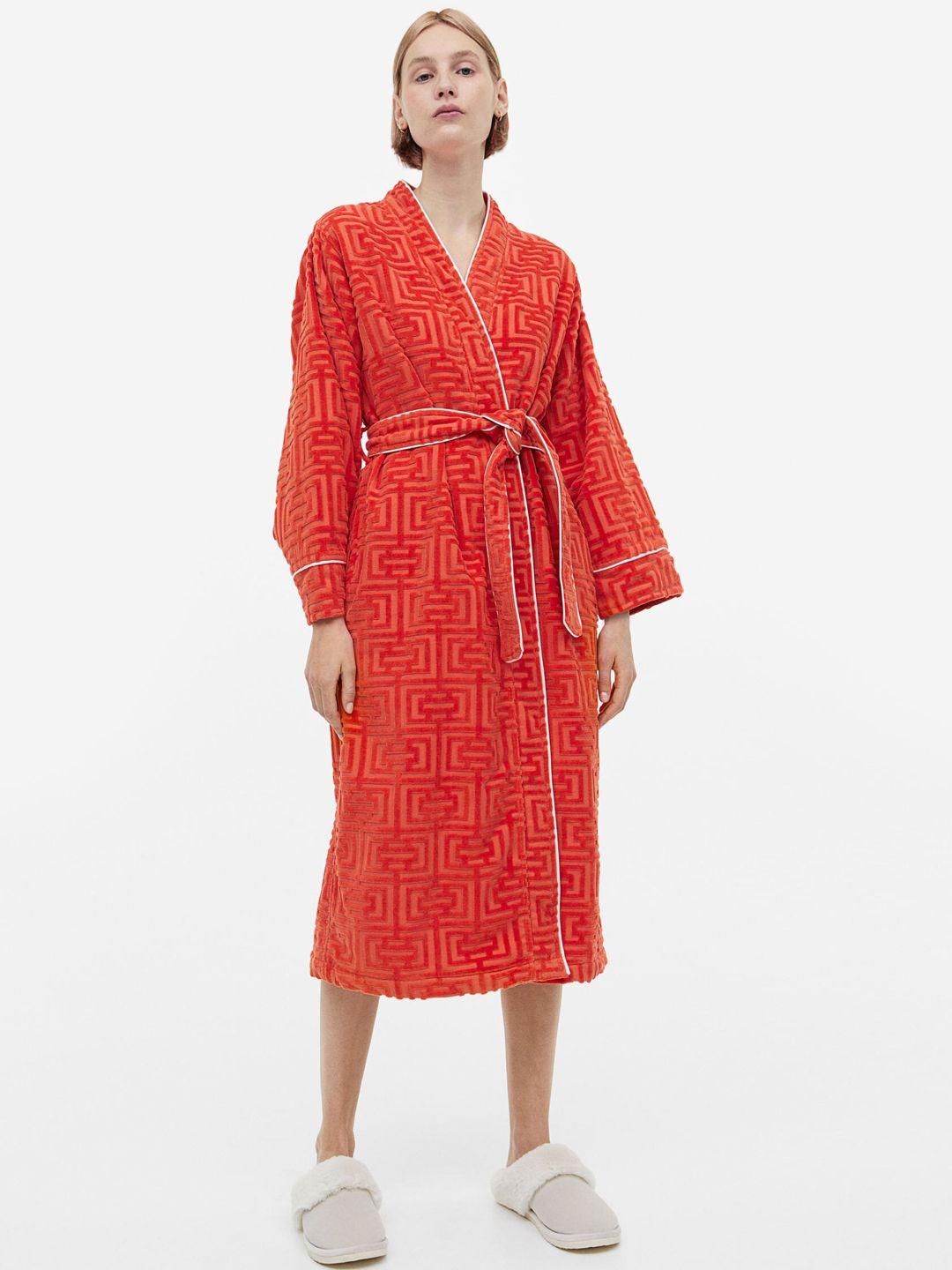 h&m women jacquard-patterned dressing gown