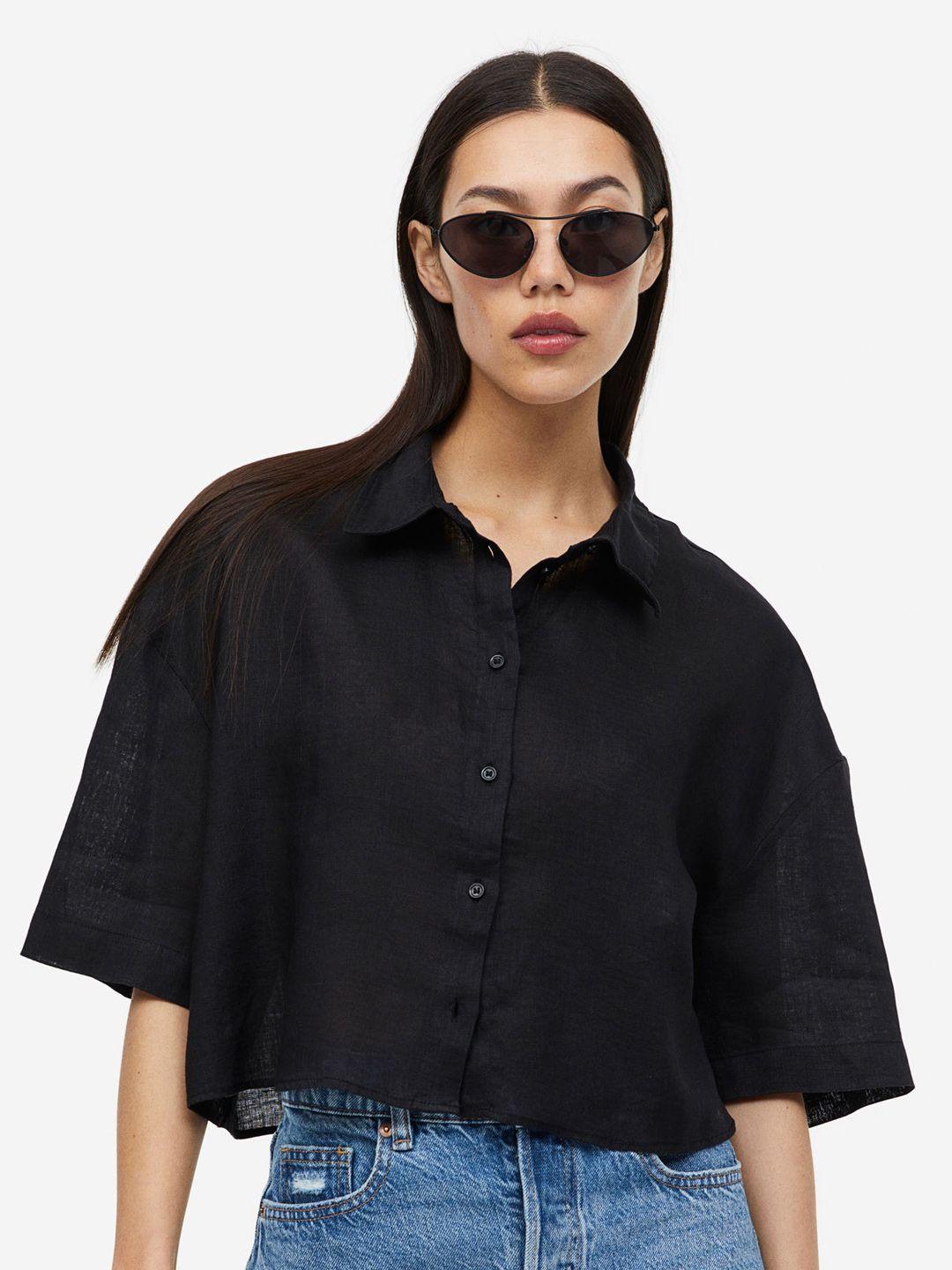 h&m women oversized linen shirt