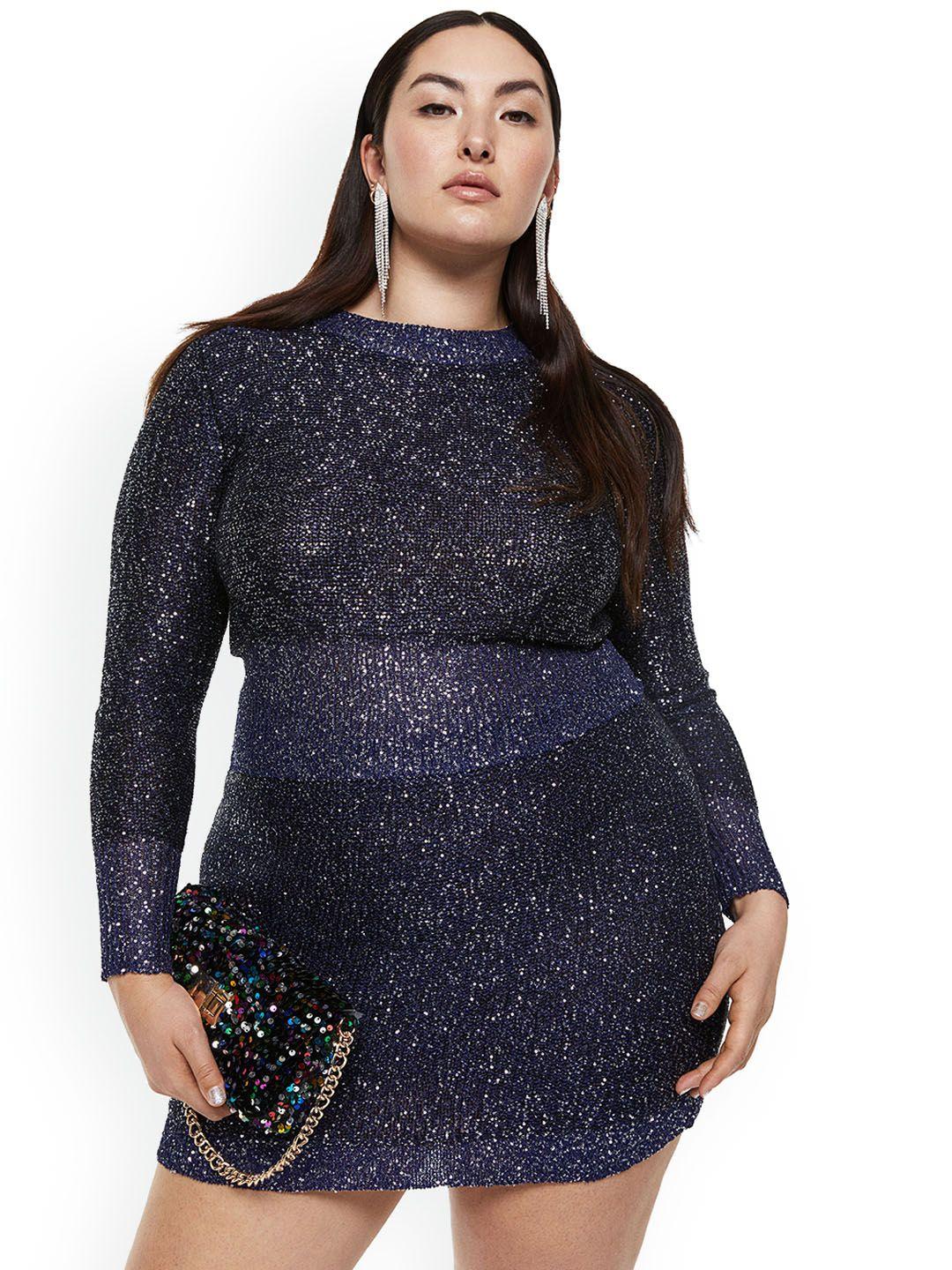 h&m women plus size sequined skirt