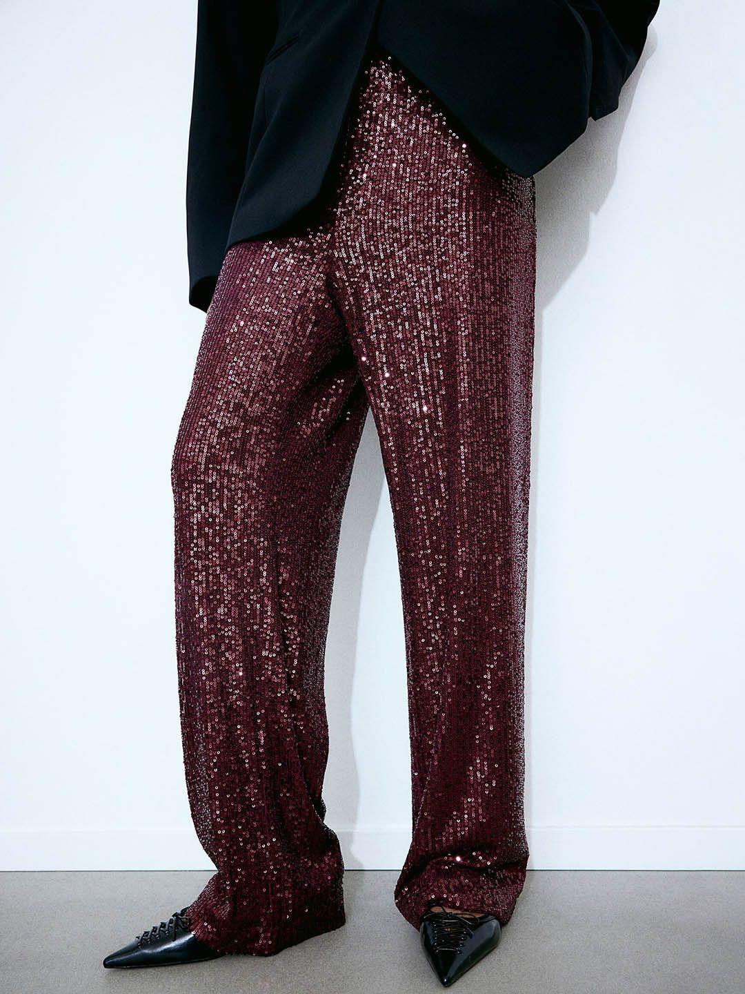 h&m women sequined trousers