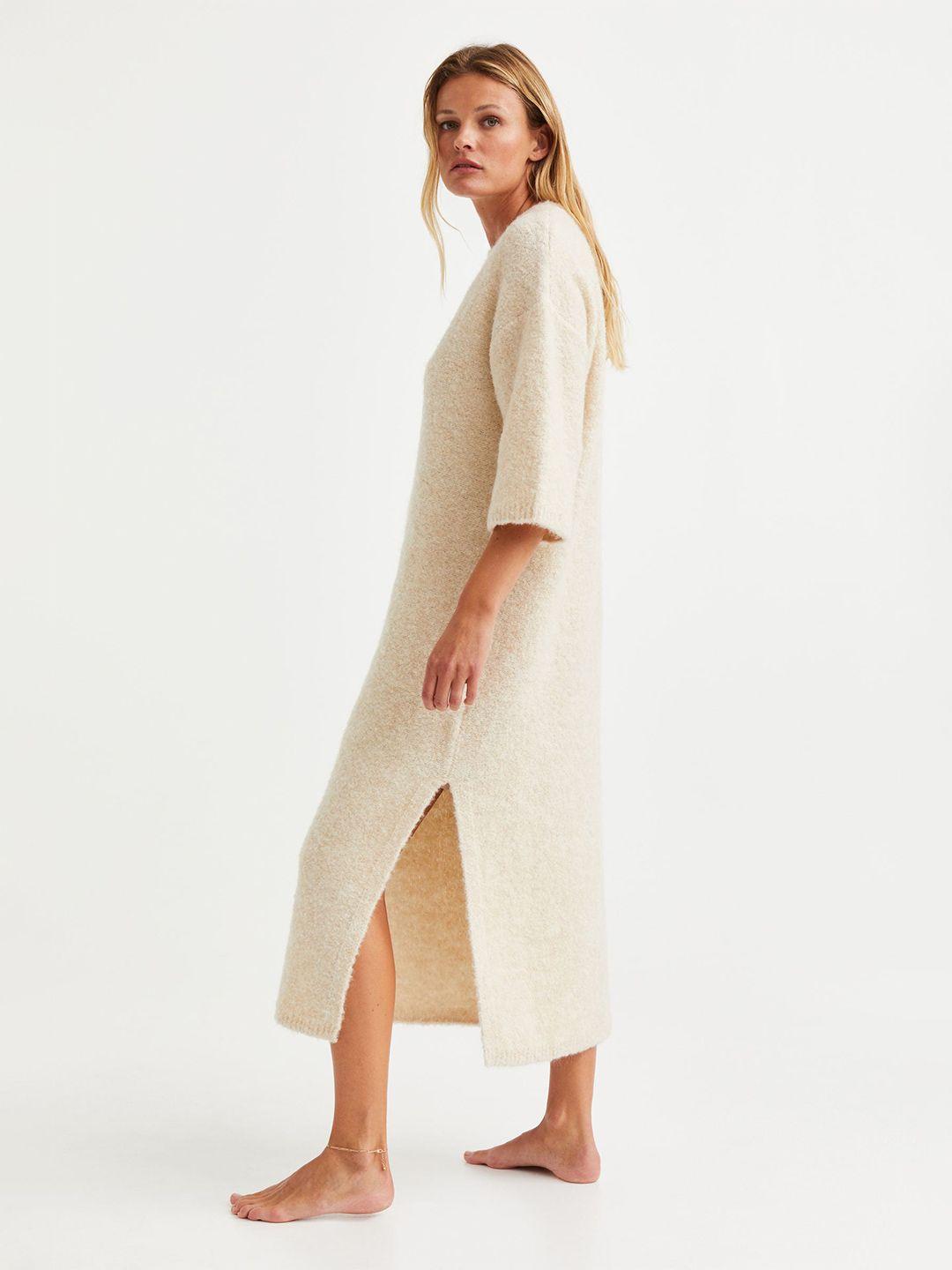 h&m women wool-blend dress with slit detail
