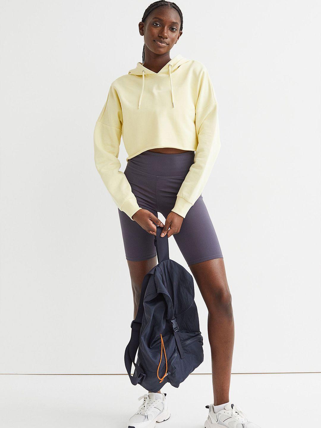 h&m yellow cropped hoodie