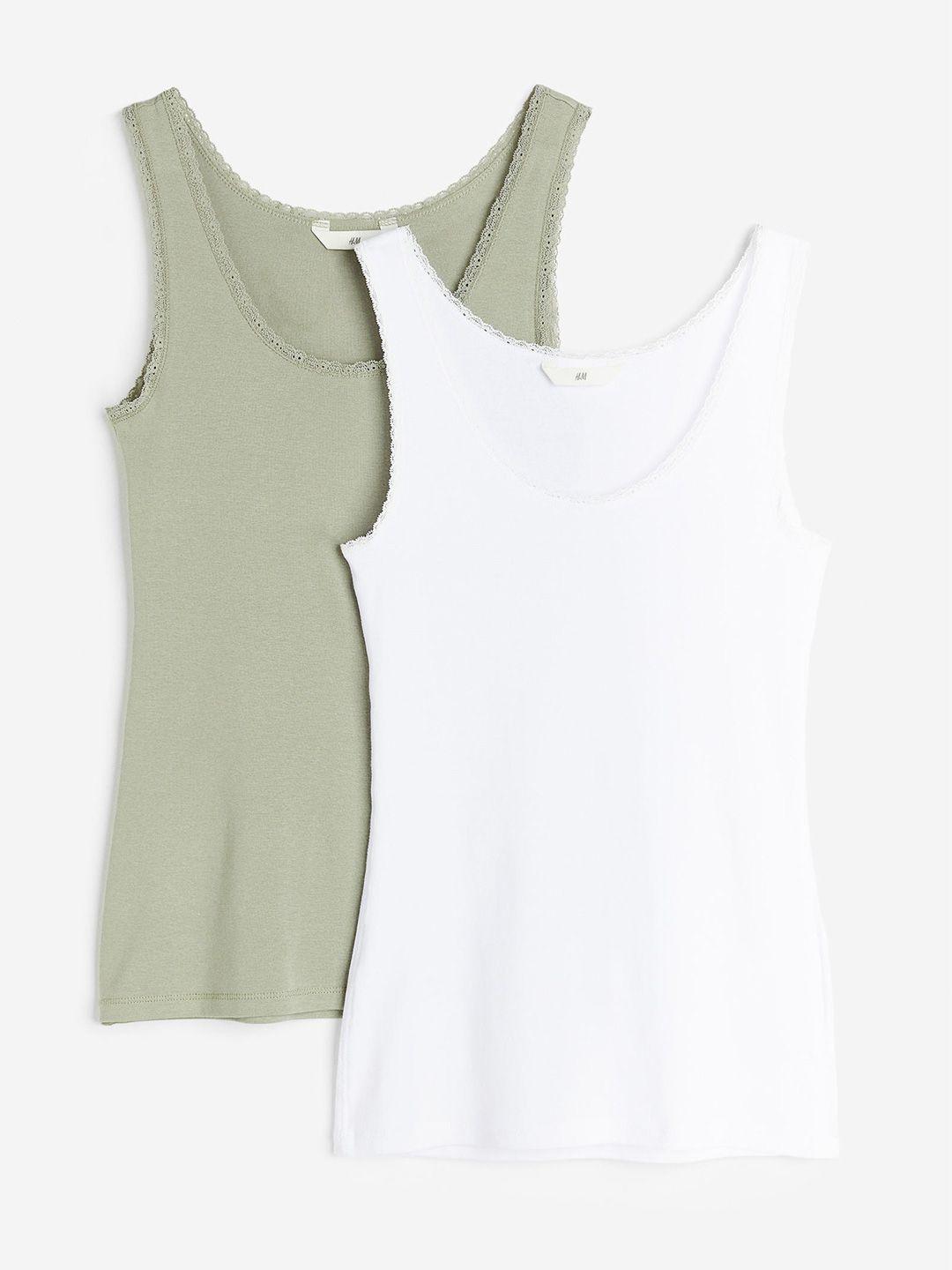 h&m 2-pack lace-trimmed vest tops